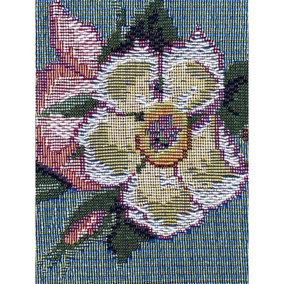 GOBLYS Table Covering Tapestry Square Floral Jacquard Cotton Beige France 58x58 - Picture 7 of 13